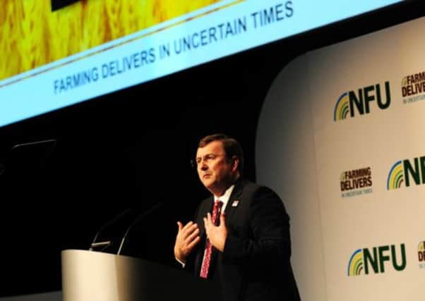 Tesco's Chief Executive Philip Clarke speaks during the National Farmer's Union annual conference
