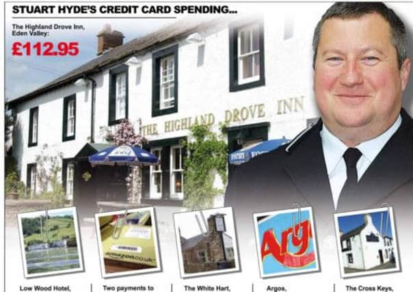 Graphic showing Stuart Hyde's credit card spending