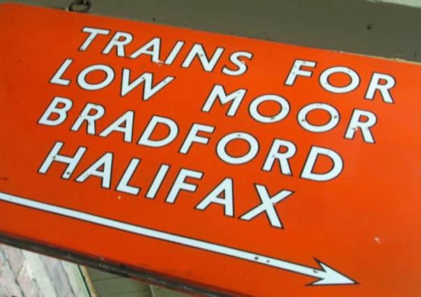 A vintage sign to the original station at Low Moor, Bradford