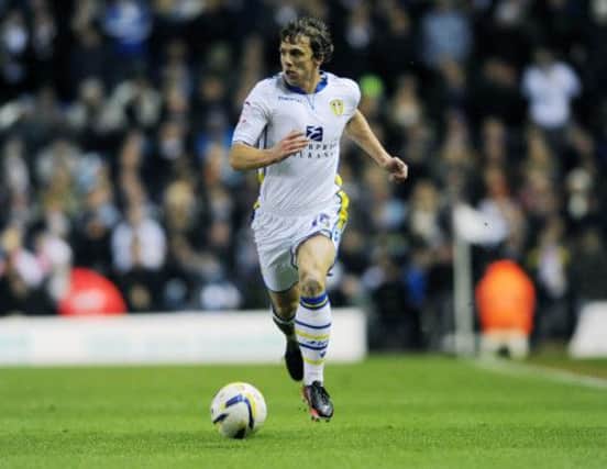 Leeds 
United's Stephen Warnock in action against Blackpool