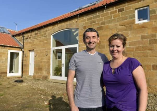 Kyle and Victoria Maylard outside their barn conversion at Pinchingthorpe near Guisborough