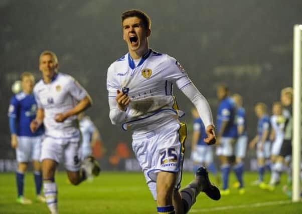 Sam Byram celebrates his opening goal. Picture: Bruce Rollinson