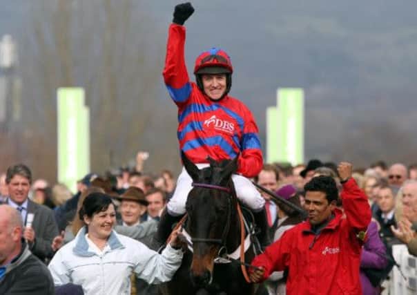 Barry Geraghty celebrates his victory on Sprinter Sacre