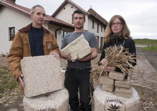 Hemp farmer Nick Voase (centre) with David Gibbs and Kirstie O'Neill