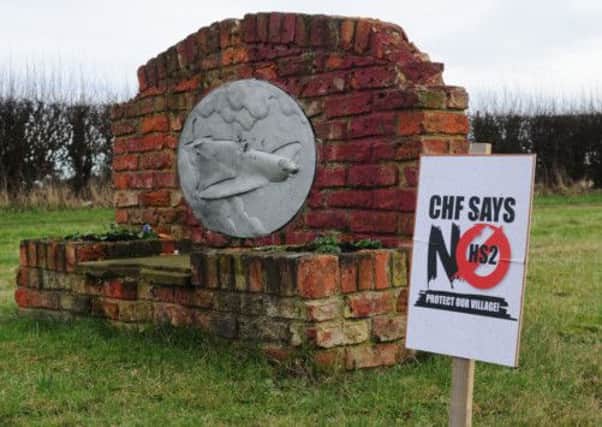 A sign opposing the HS2 railway in Church Fenton, North Yorkshire