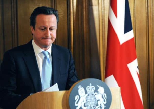 David Cameron during a press conference, where he announced that the cross-party talks on a new system of regulation for the press had 'concluded without agreement'.