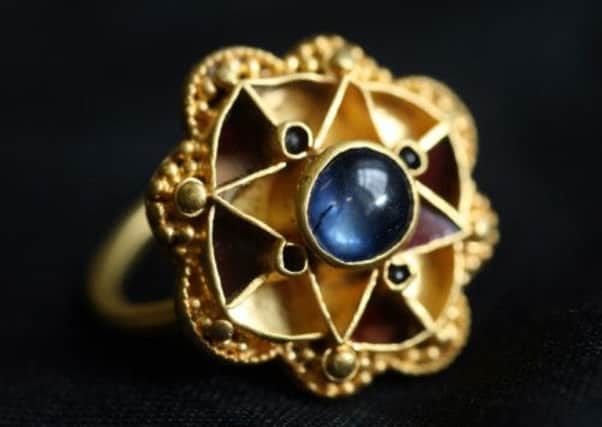 The unique sapphire ring found in a field by a metal detecting enthusiast in York.