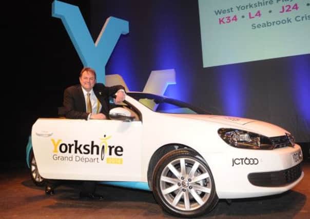 Gary Verity, Chief Executive, Welcome to Yorkshire, next to the new Yorkshire Grand Depart sponsored car.