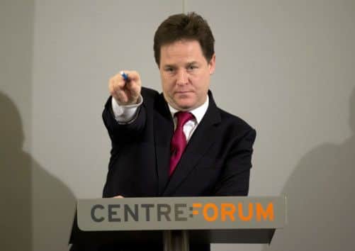 Nick Clegg making a speech on immigration in London.