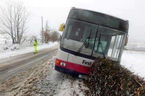 A bus came off the road on the A875 near Killearn in Stirlingshire but nobody was injured