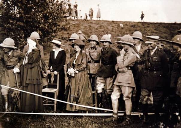 Bridget Talbot, centre, with British Officers in Italy