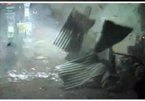 CCTV footage showing the explosion from a cashpoint machine which was blown up by thieves on a petrol station forecourt in Amesbury Road, Weyhill.