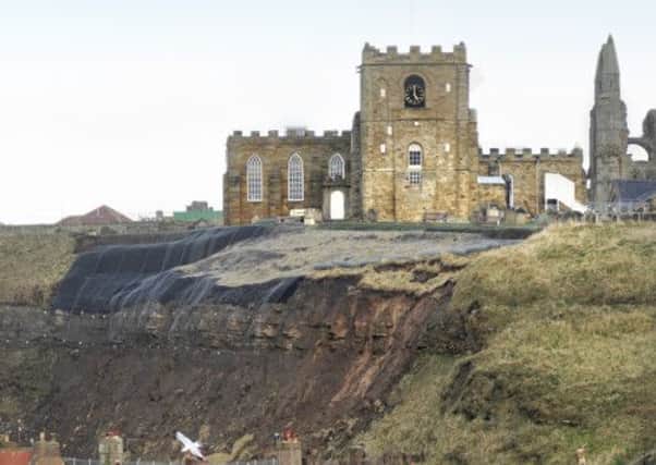 The netting now in place on the East Cliff below St Mary's church