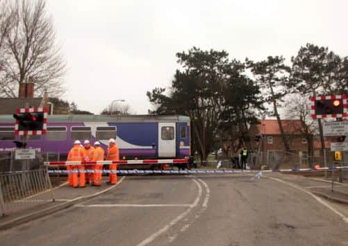 The scene at the level crossing today. Picture: Ross Parry Agency