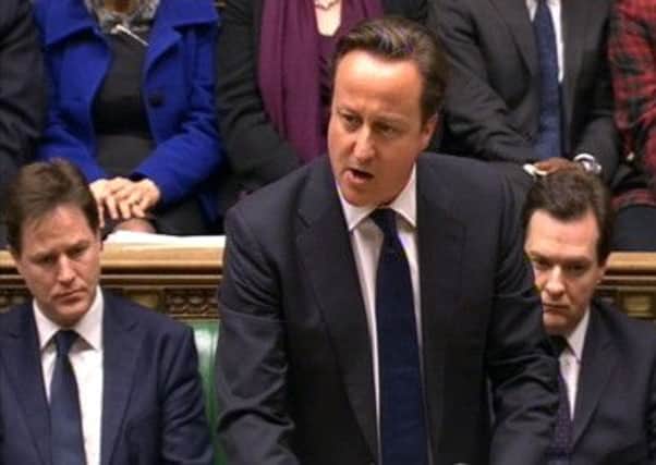 Prime Minister David Cameron speaks during a tribute to Baroness Margaret Thatcher in the Commons