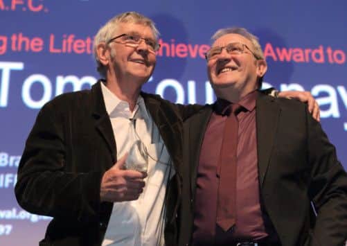 Sir Tom Courtenay presented with the Lifetime achievment award by Hull City FC legend Ken Wagstaff