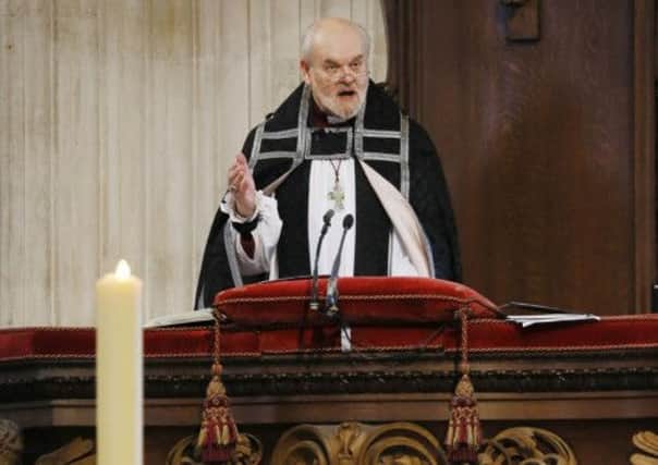 The Bishop of London Richard Chartres delivers an address during the funeral service of Baroness Thatcher, at St Paul's Cathedral