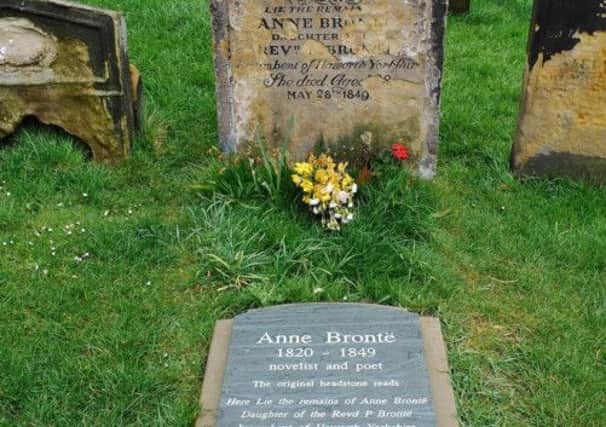 The newly dedicated plaque on the grave of Anne Bronte