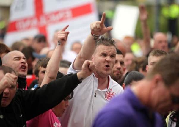 The English Defence League march through Dewsbury last June. Picture: Ross Parry Agency