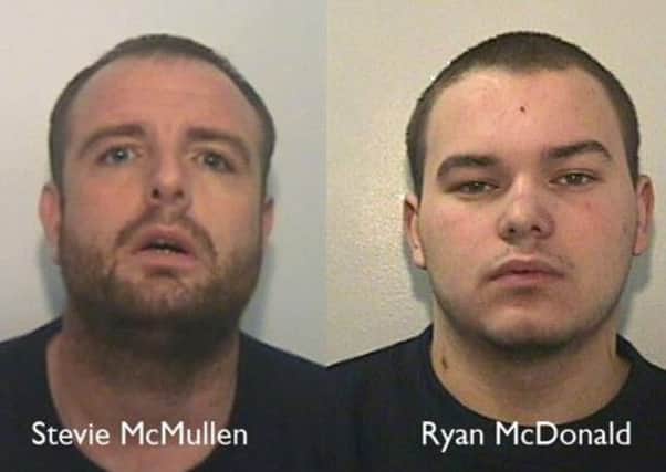 Stevie McMullen, 31 (left) and Ryan MacDonald, 20, are on the run after being sprung from a prison van in Salford.