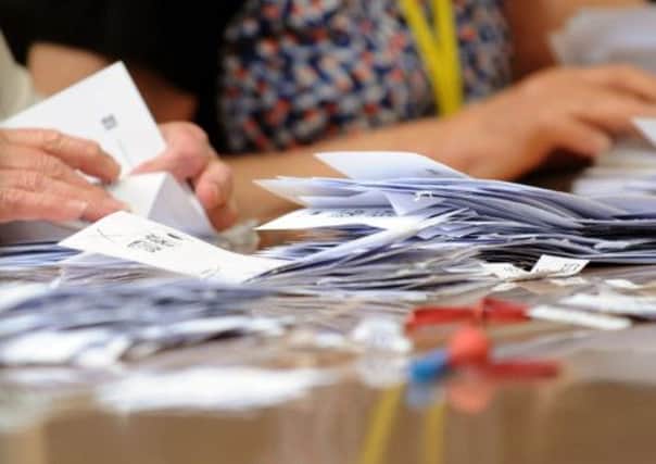 Votes are counted in the North Yorkshire County Council elections at the Selby Civic Centre.