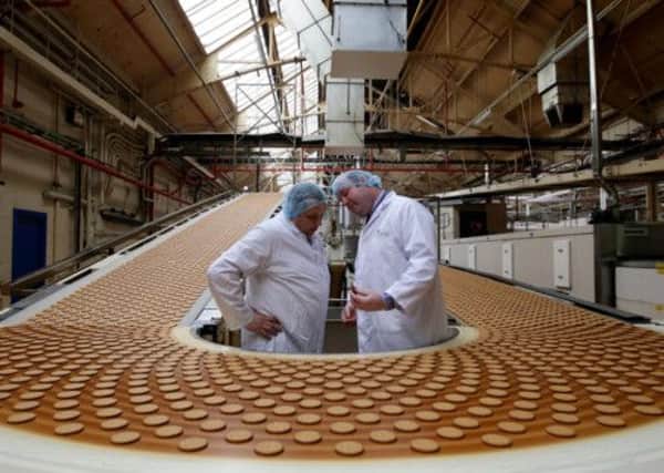 The production line at the McVitie's factory in Stockport