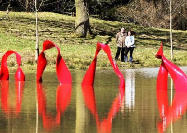 A floating sculpture called 'Wave' by Rebecca Newnham has been installed at The Himalayan Garden & Sculpture Park, Grewelthorpe, Ripon. Photo: Simon Ryder.