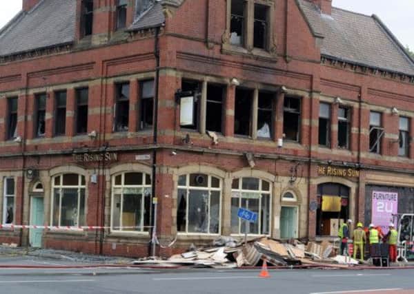 Damage caused by a fire at The Rising Sun, Kirkstall Road, Leeds.
