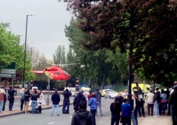 Picture taken from Twitter of the scene in Woolwich, south London