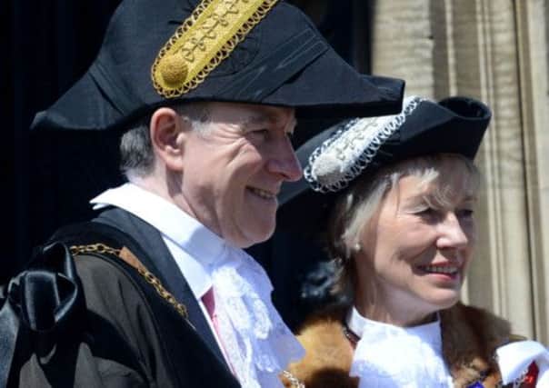 Lord Peter Mandelson after being officially appointed as High Steward of Hull with Baroness Virginia Bottomley, who was made Sheriff of Hull, at the city's Guildhall