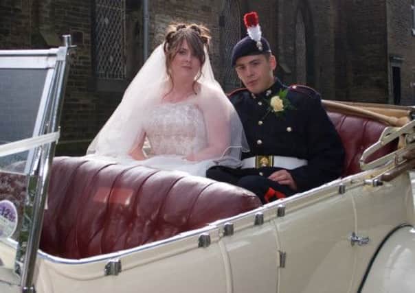 Lee James Rigby and Rebecca Metcalfe on their wedding day. Photo: RossParry