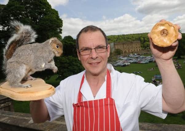Darren Beaumont of the Medieval Pie Company with his squirrel pie