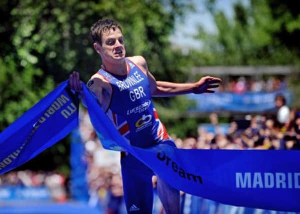 Britain's Jonathan Brownlee secures his second consecutive WTS win, in Madrid, on Sunday (AP photo/ITU, Janos Scmidt).