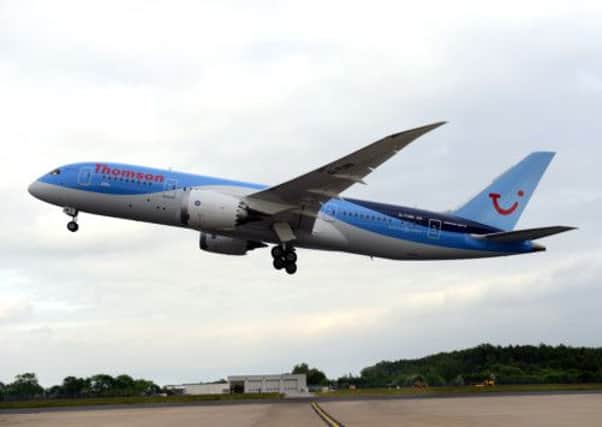 The Thompson Dreamliner Boeing 787 'Alfie' which is carrying out a series of tests flights from Doncaster Airport.