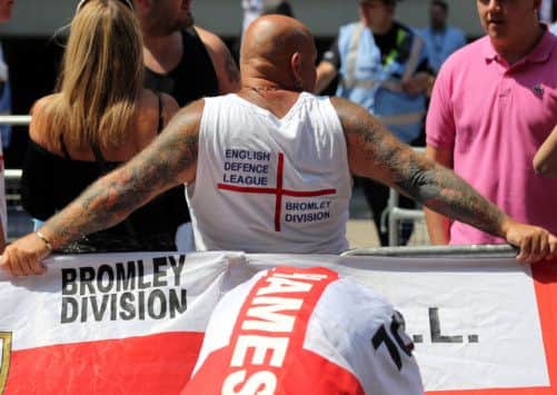 English Defence League supporters outside the Old Bailey