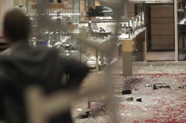 The scene of a smash and grab robbery in Selfridges, Oxford Street, London.