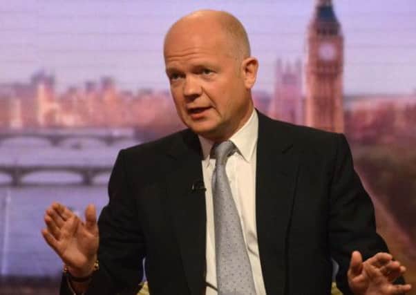 Foreign Secretary William Hague appearing on the BBC1 current affairs programme, The Andrew Marr Show.