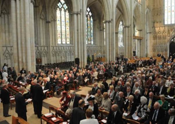 The inside of York Minster during a service to mark the 150th Anniversary of Yorkshire County Cricket Club.