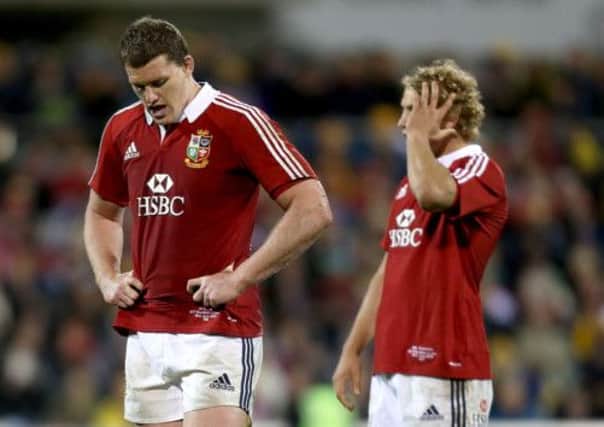 British and Irish Lions' Ian Evans (left) and Billy Twelvetrees stand dejected during the International tour match at the Canberra Stadium, Canberra. (Picture: David Davies/PA).