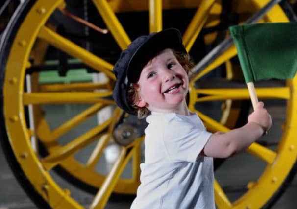 Spike Morris, 2, from Acomb, joins the celebration at the National Railway Museum