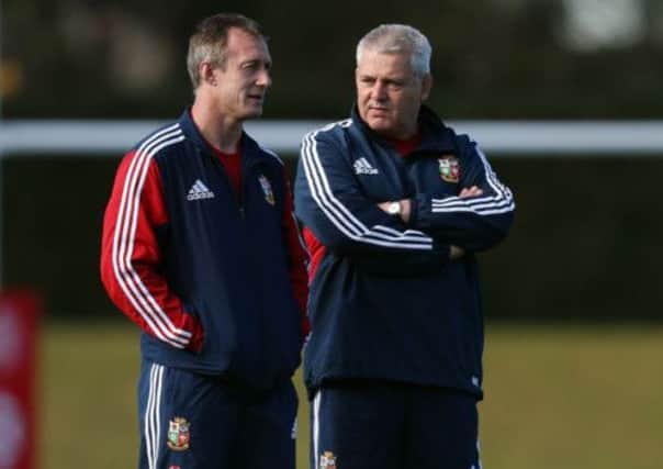 British and Irish Lions' coaches Robert Howley (left) and Warren Gatland (right).