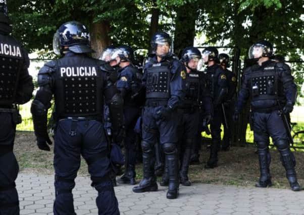 Slovienian police before the match