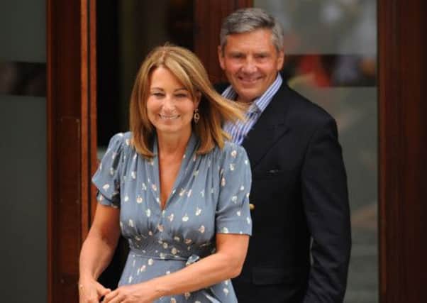 The Duchess of Cambridge's parents Carole and Michael Middleton leave the Lindo Wing of St Mary's Hospital in London, after meeting their new grandson.