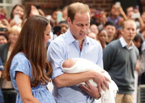 The Duke and Duchess of Cambridge leave the Lindo Wing of St Mary's Hospital in London, with their newborn son.