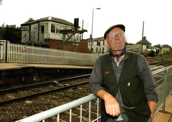 Keith Collins on the platform in front of Hensall signal box