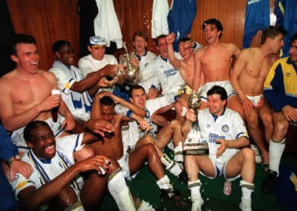 The Leeds United championship side of 1992.
Back row, from the left, Jon Newsome, Chris Fairclough, Mel Sterland, Gordon Strachan, Gary McAllister, David Batty, Gary Speed, Lee Chapman, Eric Cantona.
Front row from the left, Chris White, Rod Wallace, Tony Dorigo and Steve Hodge.