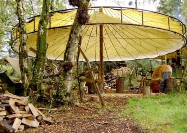 A yurt in the woods