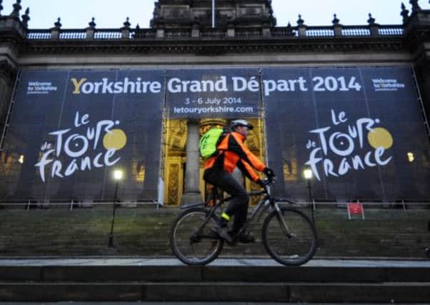 Leeds Town hall puts out the flags for the Tour de France