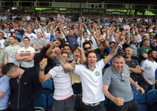 Leeds United fans before the start of the match.