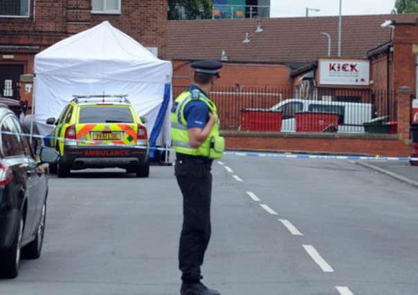 Police at the scene in Mexborough Road, Chapeltown , Leeds